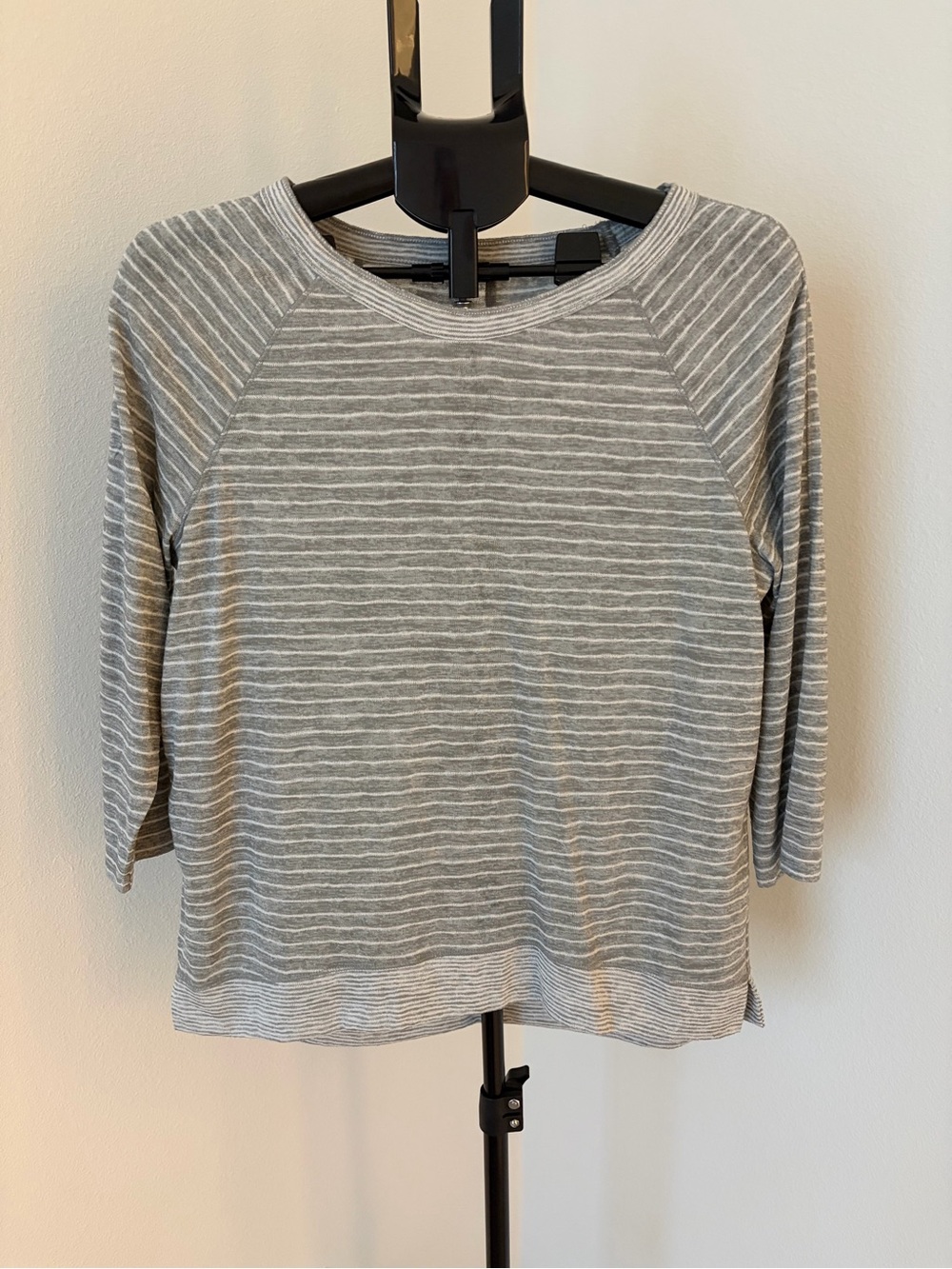 LOFT Striped Gray Crewneck Top